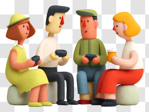 Friends Playing Games - Colorful People In Conversation Transparent PNG