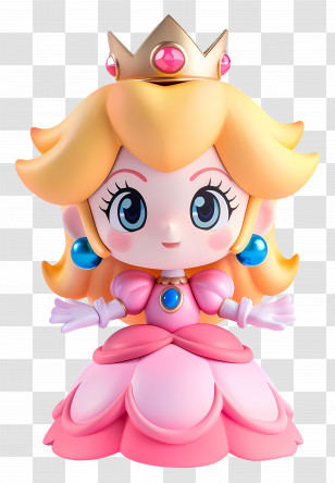 Princess Peach - Cartoon Princess With Golden Crown Transparent PNG