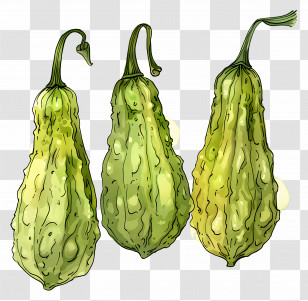 Green Bitter Melon - Illustration Of Green Bitter Melons Transparent PNG