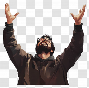 Man With Raised Hands - Person With Raised Arms In Joy Transparent PNG
