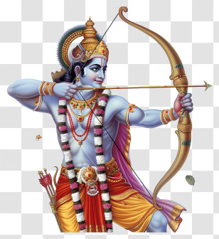 Rama Navami - Illustration Of Hindu Deity With Bow And Arrow Transparent PNG