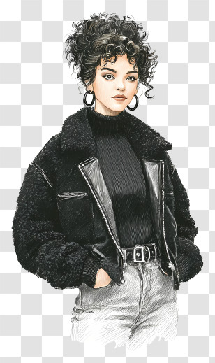 Woman Wearing Black Jacket - Stylish Woman In Black Jacket Transparent PNG