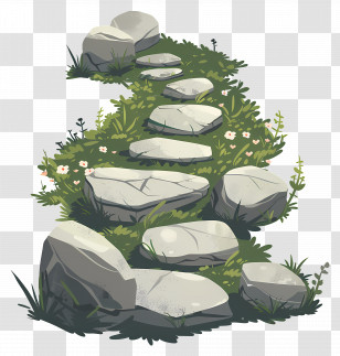 Stone Path - Stone Pathway Surrounded By Blossoming Grass Transparent PNG