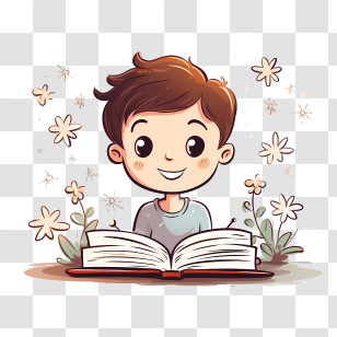 Reading Book - Happy Boy Reading A Book Transparent PNG