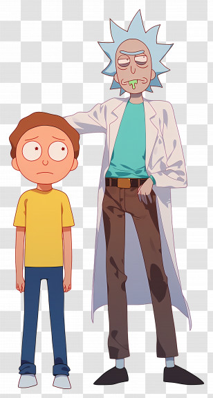 Rick And Morty - Animated Scientist With Boy Companion Illustration Transparent PNG