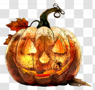 Carved Pumpkin - Scary Halloween Pumpkin Lantern Transparent PNG