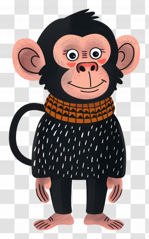 Monkey - Monkey In Sweater Illustration Transparent PNG