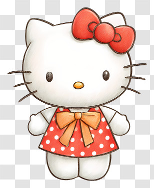 Hello Kitty Ribbon - White Cat With Red Bow Cartoon Character Transparent PNG