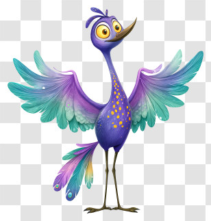 Vibrant Cartoon Bird - Playful Purple Cartoon Bird Transparent PNG