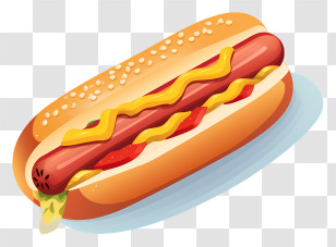 Hot Dog - Traditional Hot Dog With Mustard On A Sesame Bun Transparent PNG