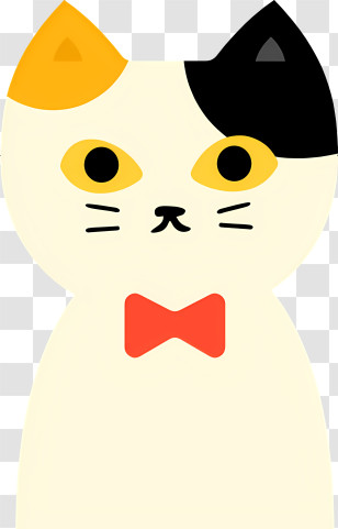 Icon - Tri-Colored Cat Illustration With Bow Tie Transparent PNG