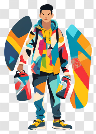 Man With Spray Can - Colorful Graffiti Artist With Spray Paint Transparent PNG