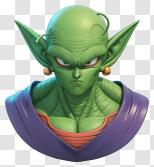 Piccolo Dragon Ball - Green Alien Character Bust Transparent PNG