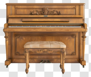 Piano - Classic Wooden Upright Piano Transparent PNG