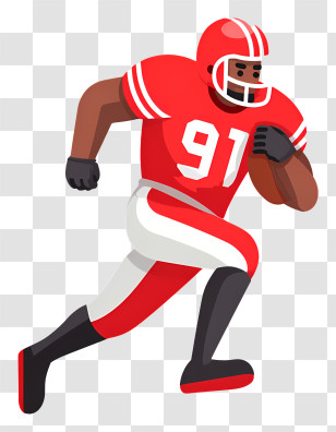 American American Football Wide Receiver - Cartoon Football Player In Red Transparent PNG