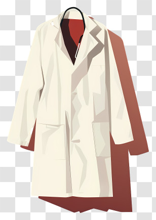 White Coat - Minimalist White Lab Coat Illustration Transparent PNG