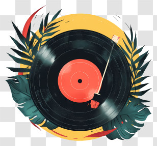 Vinyl Record - Retro Vinyl Record With Tropical Design Transparent PNG