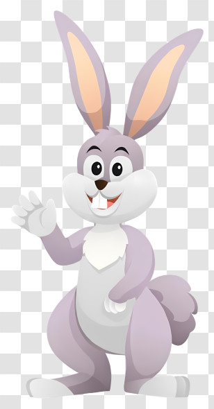 Cartoon Bunny - Smiling Cartoon Rabbit With Big Ears Transparent PNG