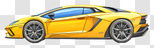 Lamborghini Car - Yellow Supercar Side View Transparent PNG