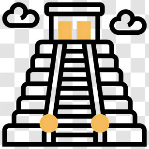 Maya Pyramid - Outlined Ancient Pyramid With Steps Transparent PNG