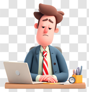 Overtime Work - Sad Office Worker At Desk Transparent PNG