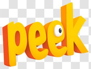 Peek Logo - Peek Playful 3D Text Logo Transparent PNG
