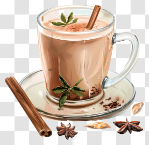 Masala Chai - Aromatic Spiced Chai Latte In Glass Transparent PNG