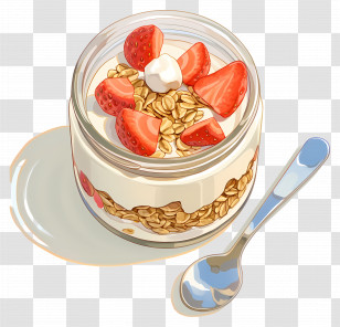 National Parfait Day - Strawberry Parfait With Spoon Transparent PNG