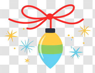 Christmas Light Bulb - Hanging Ornament With Bow Transparent PNG