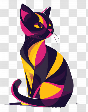 Cat - Colorful Cat Illustration Transparent PNG