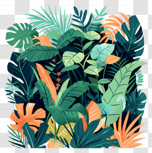 Jungle - Tropical Jungle Leaves Art Transparent PNG