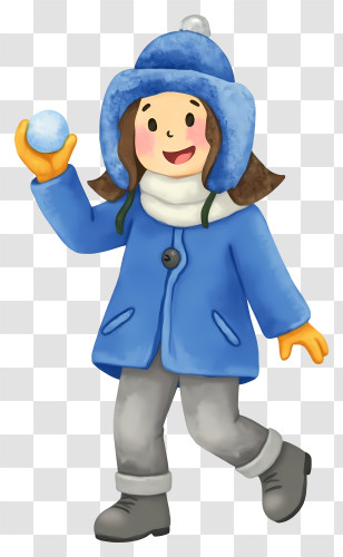 Girl Playing Snowball Fight - Girl Playing With A Snowball Transparent PNG
