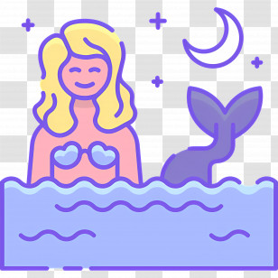 Mermaid - Cute Mermaid Under The Moon Transparent PNG
