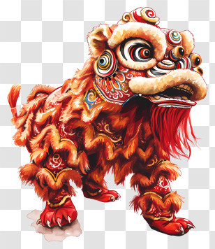 Chinese New Year - Festive Lion Dance Costume For Heritage Celebration Transparent PNG