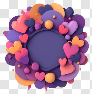 Decorative Frame - Colorful Heart Shapes For Valentine's Day Transparent PNG