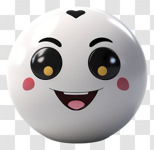 White Ball - Smiling Face Emoji With Big Eyes Transparent PNG