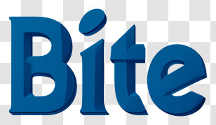 Bite Logo - 3D Blue 'Bite' Wordmark Transparent PNG