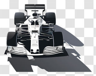 Formula 1 Car - Monochromatic Formula Racing Car Illustration Transparent PNG