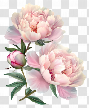 Peonies - Pink Flowers With Stems Transparent PNG