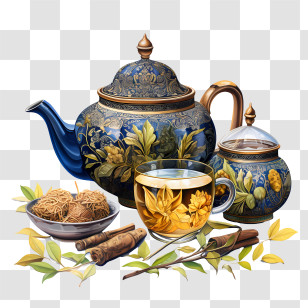 International Tea Day - Ornate Teapot And Cup With Tea Transparent PNG