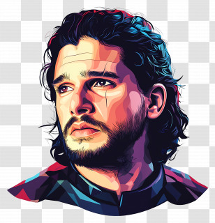Kit Harington - Colorful Vector Portrait Of A Man Transparent PNG