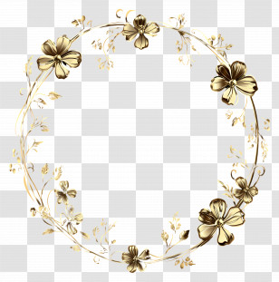 Decorative Gold Fram - Golden Floral Wreath Artwork Transparent PNG