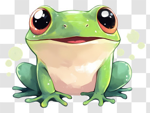 Kawaii Frog - Cute Cartoon Green Frog With Big Eyes Transparent PNG