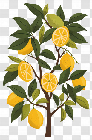 Lemon Tree - Lemon Tree With Ripe Yellow Lemons Transparent PNG