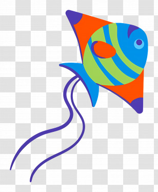 Kites In Sky - Colorful Kite With Stripes Transparent PNG