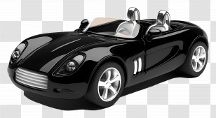 Black Convertible Car - Black Sports Car In Style Transparent PNG
