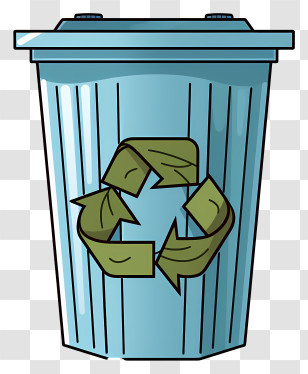 Flat Trash Can - Blue Recycling Bin With Eco-Friendly Logo Transparent PNG