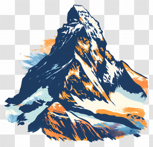 Aerial View - Snowy Mountain Illustration In Artistic Style Transparent PNG