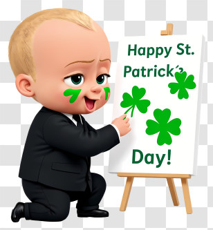 Boss Baby Celebrating Patrick’s Day - Happy St. Patrick's Day Baby Transparent PNG