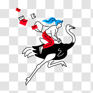 Icon - Person Riding An Ostrich With Mail Transparent PNG